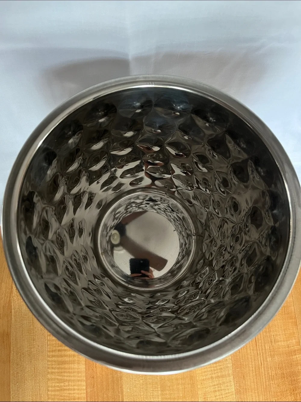 Stainless Hammered Metal Ice Bucket with Handles - Silver